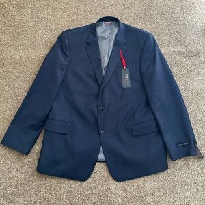 Tommy Hilfiger Navy modern fit  Blue Plaid Sport Coat Blazer